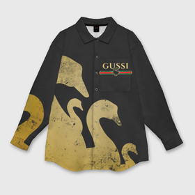 Мужская рубашка oversize 3D с принтом Gussi gold в Тюмени,  |  | Тематика изображения на принте: fasion | gold | gucci | gussi | trend | гусси | гуччи | золото | золотой | мода | одежда | тренд | тренды
