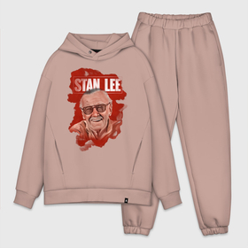 Мужской костюм хлопок OVERSIZE с принтом Стен Ли ,  |  | stan | stan lee | автор | знаменитость. личность | комиксы | легенда | лицо | очки | писатель | портрет | редактор | стен | стен ли | художник