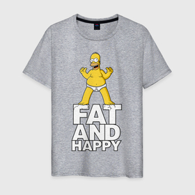 Светящаяся мужская футболка с принтом Толстый и счастливый. Симпсон ,  |  | homer simpson | simpsons | the simpsons | гомер | гомер симпсон | мульт | мультфильмы | приколы | прикольные | симпcоны | симпсон | толстый и счастливый