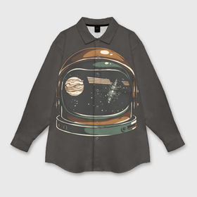 Мужская рубашка oversize 3D с принтом Космос в шлеме скафандра   планета и спутник ,  |  | 
