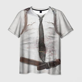 Мужская футболка 3D с принтом Рубаха PUBG с галстуком в Кировске, 100% полиэфир | прямой крой, круглый вырез горловины, длина до линии бедер | Тематика изображения на принте: 