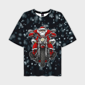 Мужская футболка OVERSIZE 3D с принтом Санта на байке в Новосибирске,  |  | Тематика изображения на принте: art | bike | biker | christmas | happy new year | new year | road | santa | арт | байк | байкер | дед мороз | мотоцикл | на мотоцикле | новогодний | новый год | рождественский | рождество | санта | санта на байке