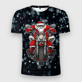 Мужская футболка 3D спортивная с принтом Крутой Санта , 100% полиэстер с улучшенными характеристиками | приталенный силуэт, круглая горловина, широкие плечи, сужается к линии бедра | art | bike | biker | christmas | happy new year | new year | road | santa | арт | байк | байкер | дед мороз | мотоцикл | на мотоцикле | новогодний | новый год | рождественский | рождество | санта | санта на байке