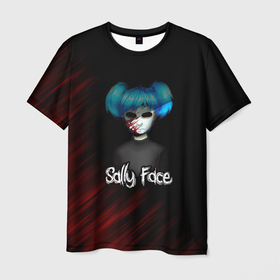 Мужская футболка 3D с принтом Sally Face окровавленное лицо в Санкт-Петербурге, 100% полиэфир | прямой крой, круглый вырез горловины, длина до линии бедер | sally face | гизмо | девид | девочка | игра | лари | ларри | мальчик | маска | мрачная | на лице | пых | с протезом | сал | сали | салли | салли фейс | фейс | фэйс | эддисон | эшли