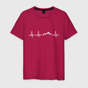 Светящаяся мужская футболка с принтом Горы в моём сердце ,  |  | гора | кардиограмма | палатки | приключения | сердце | турист | эверест | эльбрус