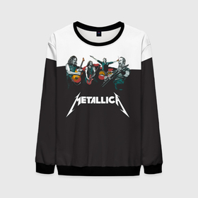 Мужской свитшот 3D с принтом Metallica black and white в Новосибирске, 100% полиэстер с мягким внутренним слоем | круглый вырез горловины, мягкая резинка на манжетах и поясе, свободная посадка по фигуре | metallica | барабаны | гитары | дэйвмастейн | метал | металисты | металлика | неформалы | рок | рокеры