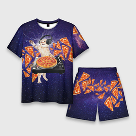 Мужской костюм с шортами 3D с принтом Пицца   Кот в Тюмени,  |  | cat | galaxy | lightning | pizza | грозовой кошак | диджей | космос | кот | котики | котэ | кошак | метеориты | молния | пицца | прикол | приколы с котами | прикольная