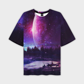 Мужская футболка oversize 3D с принтом Северный закат в Санкт-Петербурге,  |  | galaxy | nebula | neon | space | star | абстракция | вселенная | галактика | звезда | звезды | космический | неон | неоновый | неоновый космос | планеты