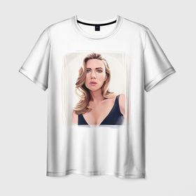 Мужская футболка 3D с принтом Скарлетт Йоханссон иллюстрация , 100% полиэфир | прямой крой, круглый вырез горловины, длина до линии бедер | 2019 | 2020 | hollywood | scarlett | актриса | девушка | йохансон | комиксы | марвел | мстители | скарлет
