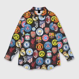 Мужская рубашка oversize 3D с принтом Лого футбольных команд ,  |  | atletico madrid | barca | bayern munchen | chelsea | fc | football | juventus | liverpool | manchester city | manchester united | milan | pattern | real madrid | russia | барселона | паттерн
