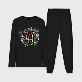 Мужская пижама с лонгсливом хлопок с принтом Кубик Рубика ,  |  | Тематика изображения на принте: mathematica | магия. формулы | математик | математика | наука | технарь
