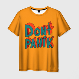Мужская футболка 3D с принтом Do not panic   3D lettering в Новосибирске, 100% полиэфир | прямой крой, круглый вырез горловины, длина до линии бедер | 
