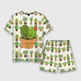 Мужской костюм с шортами 3D с принтом Прикольные кактусы в Санкт-Петербурге,  |  | веселый кактус | зеленый | иголки | кактусы | колючий | летний | лето | настроение | прикольный | радостный | счастье | цветок | цветы | эмоции