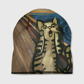 Шапка 3D с принтом Крик котика в Тюмени, 100% полиэстер | универсальный размер, печать по всей поверхности изделия | cat | картина | кот | котик | котики | коты | котэ | кошак | крик | мем | приколы