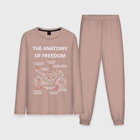 Мужская пижама с лонгсливом хлопок с принтом The anatomy of freedom ,  |  | анатомия | байкер | колёса | мотоцикл | свобода | скорость | схема
