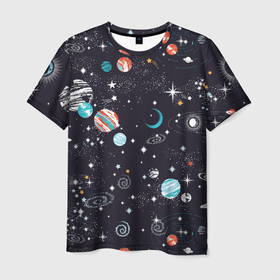 Мужская футболка 3D с принтом Космос , 100% полиэфир | прямой крой, круглый вырез горловины, длина до линии бедер | comets | infinity | planets | sky | sp | space | stars | universe | бесконечность | вселенная | галактики | графика | звезды | иллюстрация | картинка | кометы | космос | мода | небо | ночь | планеты | рисунок | созвездия | солнце