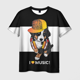 Мужская футболка 3D с принтом I like music в Белгороде, 100% полиэфир | прямой крой, круглый вырез горловины, длина до линии бедер | 