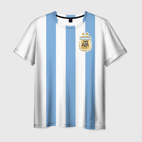 Мужская футболка 3D с принтом Сборная Аргентины в Белгороде, 100% полиэфир | прямой крой, круглый вырез горловины, длина до линии бедер | argentina | аргентина | аргентинская сборная | сборная | сборная аргентины | сборная аргентины по футболу | сборные | форма | футбол | футбольные сборные | чемпионат | чемпионат мира