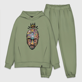 Мужской костюм oversize хлопок с принтом Тупак  Шакур ,  |  | 2pac | hip hop | rap | абстракция | граффити | краски | лицо | рэп | тупак | хип хоп | шакур
