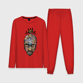 Мужская пижама с лонгсливом хлопок с принтом Тупак  Шакур ,  |  | 2pac | hip hop | rap | абстракция | граффити | краски | лицо | рэп | тупак | хип хоп | шакур