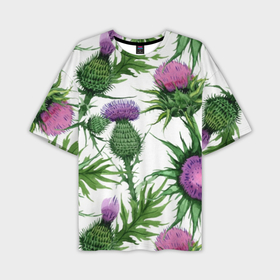 Мужская футболка oversize 3D с принтом Цветок репейника ,  |  | акварель | мода | стиль | цветочки | цветы