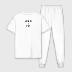 Мужская пижама хлопок с принтом Shut up and fish 2 в Тюмени, 100% хлопок | брюки и футболка прямого кроя, без карманов, на брюках мягкая резинка на поясе и по низу штанин
 | 