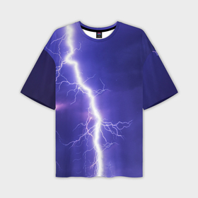 Мужская футболка oversize 3D с принтом Молния разряд в Тюмени,  |  | Тематика изображения на принте: вспышка | интересная | молния | небо | необычная | прикольная | яркая