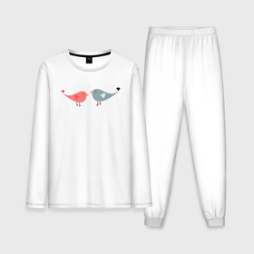 Мужская пижама с лонгсливом хлопок с принтом Птички сердечки ,  |  | любовь | милые | милый | отношения | прикольные | птицы | птички | сердечки