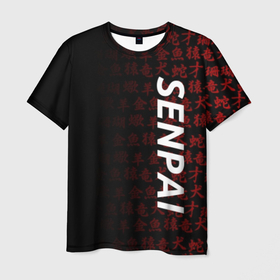 Мужская футболка 3D с принтом SENPAI , 100% полиэфир | прямой крой, круглый вырез горловины, длина до линии бедер | ahegao | anime | kawai | kowai | oppai | otaku | senpai | sugoi | waifu | yandere | аниме | ахегао | ковай | культура | отаку | сенпай | тренд | яндере