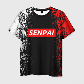 Мужская футболка 3D с принтом SENPAI в Кировске, 100% полиэфир | прямой крой, круглый вырез горловины, длина до линии бедер | ahegao | anime | kawai | kowai | oppai | otaku | senpai | sugoi | waifu | yandere | аниме | ахегао | ковай | культура | отаку | сенпай | тренд | яндере