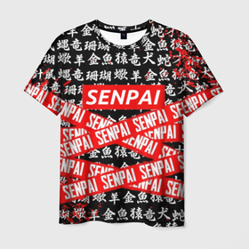 Мужская футболка 3D с принтом SENPAI в Курске, 100% полиэфир | прямой крой, круглый вырез горловины, длина до линии бедер | ahegao | anime | kawai | kowai | oppai | otaku | senpai | sugoi | waifu | yandere | аниме | ахегао | ковай | культура | отаку | сенпай | тренд | яндере