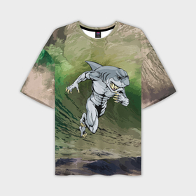 Мужская футболка oversize 3D с принтом Great white shark   wave в Петрозаводске,  |  | brawn | element | fangs | foam | grin | jaw | ocean | run | shark | teeth | wave | акула | бег | волна | зубы | клыки | мускулы | океан | оскал | пена | стихия