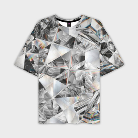 Мужская футболка oversize 3D с принтом Бриллиантовый блеск в Санкт-Петербурге,  |  | cut | diamond | gem | glitter | jewel | kaleidoscope | luxury | shine | sparkle | white | алмаз | белый | блеск | бриллиант | диамант | драгоценность | драгоценный камень | калейдоскоп | люкс | огранка | роскошь | сверкать | сияние