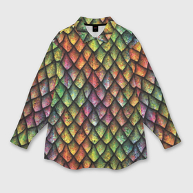 Мужская рубашка oversize 3D с принтом Чешуя дракона разноцветная в Тюмени,  |  | blue | bright | colorful | cool | dragon | green | iridescent | orange | pink | purple | rainbow | red | skin | snake | брызги | волшебный | дракон | зеленый | змея | кожа | красный | красочный | оранжевый | прикольный | радуга | радужный