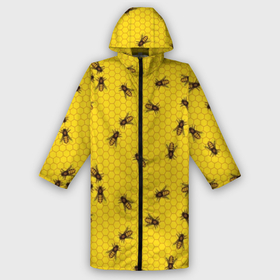 Мужской дождевик 3D с принтом Пчелы в сотах в Новосибирске,  |  | bee | beehive | brown | bug | honey | honeycomb | insect | toiler | yellow | букашка | желтый | коричневый | мёд | насекомое | пчела | соты | труженик | улей