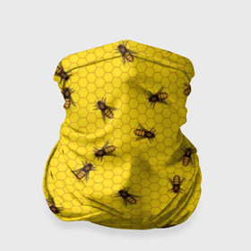 Бандана-труба 3D с принтом Пчелы в сотах в Белгороде, 100% полиэстер, ткань с особыми свойствами — Activecool | плотность 150‒180 г/м2; хорошо тянется, но сохраняет форму | bee | beehive | brown | bug | honey | honeycomb | insect | toiler | yellow | букашка | желтый | коричневый | мёд | насекомое | пчела | соты | труженик | улей