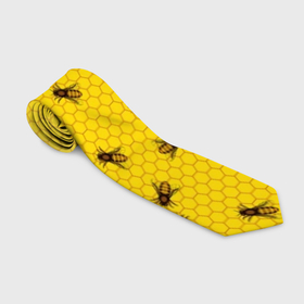 Галстук 3D с принтом Пчелы в сотах в Тюмени, 100% полиэстер | Длина 148 см; Плотность 150-180 г/м2 | bee | beehive | brown | bug | honey | honeycomb | insect | toiler | yellow | букашка | желтый | коричневый | мёд | насекомое | пчела | соты | труженик | улей