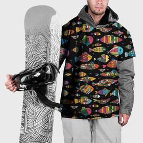 Накидка на куртку 3D с принтом Разноцветные рыбы в Кировске, 100% полиэстер |  | abstraction | art | bright | colorful | cool | fin | fish | funny | tail | water | абстракция | арт | вода | плавник | прикольно | разноцветный | рыба | смешно | хвост | яркий