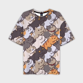 Мужская футболка oversize 3D с принтом Котомания в Курске,  |  | Тематика изображения на принте: кот | котики | котяра | кошка | милый | паттерн | прикольный | пушистик | рыжий | смешной