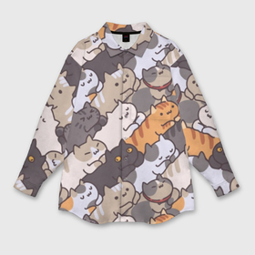 Мужская рубашка oversize 3D с принтом Котомания в Тюмени,  |  | кот | котики | котяра | кошка | милый | паттерн | прикольный | пушистик | рыжий | смешной