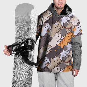 Накидка на куртку 3D с принтом Котомания в Тюмени, 100% полиэстер |  | кот | котики | котяра | кошка | милый | паттерн | прикольный | пушистик | рыжий | смешной