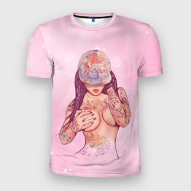 Мужская футболка 3D Slim с принтом Sexy tattoo girl в Екатеринбурге, 100% полиэстер с улучшенными характеристиками | приталенный силуэт, круглая горловина, широкие плечи, сужается к линии бедра | девушка | летняя | тату | татуировки | тело | тянка
