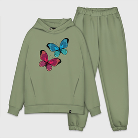 Мужской костюм oversize хлопок с принтом Две бабочки ,  |  | бабочка | бабочки | животные | красота | насекомые | природа | яркий
