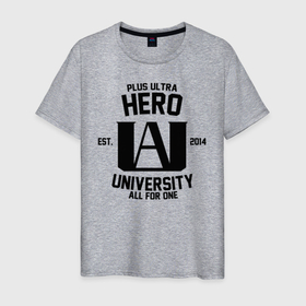 Мужская футболка хлопок с принтом MHA   PLUS ULTRA HERO UNIVERSITY в Екатеринбурге, 100% хлопок | прямой крой, круглый вырез горловины, длина до линии бедер, слегка спущенное плечо. | anime | bakugou | boku no hero academia | heroes | katsuki | manga | my hero academia | plus ultra | аниме | герои | манга | моя геройская академия | плюс ультра