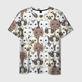 Мужская футболка 3D с принтом Котики в Курске, 100% полиэфир | прямой крой, круглый вырез горловины, длина до линии бедер | доброта | киса | котики | котята | милота