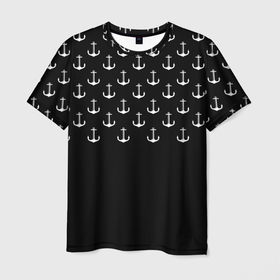 Мужская футболка 3D с принтом Минималистичные Якоря , 100% полиэфир | прямой крой, круглый вырез горловины, длина до линии бедер | Тематика изображения на принте: минимализм | море | мореплавание | морское | черно белое | якорь | якоря