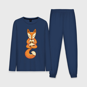 Мужская пижама с лонгсливом хлопок с принтом Лисенок занимается   йогой в Курске,  |  | fox | гимнастика | йога | лис | лиса | лисенок | рыжая | упражнения