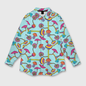 Мужская рубашка oversize 3D с принтом Веселые грибы в Кировске,  |  | blue | bright | cheerful | colorful | funny | green | mushroom | mushrooms | orange | pink | purple | yellow | веселый | грибы | желтый | зеленый | красочный | мухомор | оранжевый | прикольный | розовый | фиолетовый | яркий