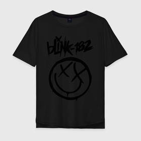 Мужская футболка хлопок Oversize с принтом BLINK-182 в Санкт-Петербурге, 100% хлопок | свободный крой, круглый ворот, “спинка” длиннее передней части | blink | music | rock | блинк | группа | музыка | музыканты | рок