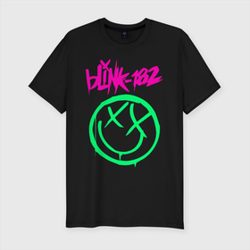Мужская футболка премиум с принтом BLINK-182 в Новосибирске, 92% хлопок, 8% лайкра | приталенный силуэт, круглый вырез ворота, длина до линии бедра, короткий рукав | blink | music | rock | блинк | группа | музыка | музыканты | рок